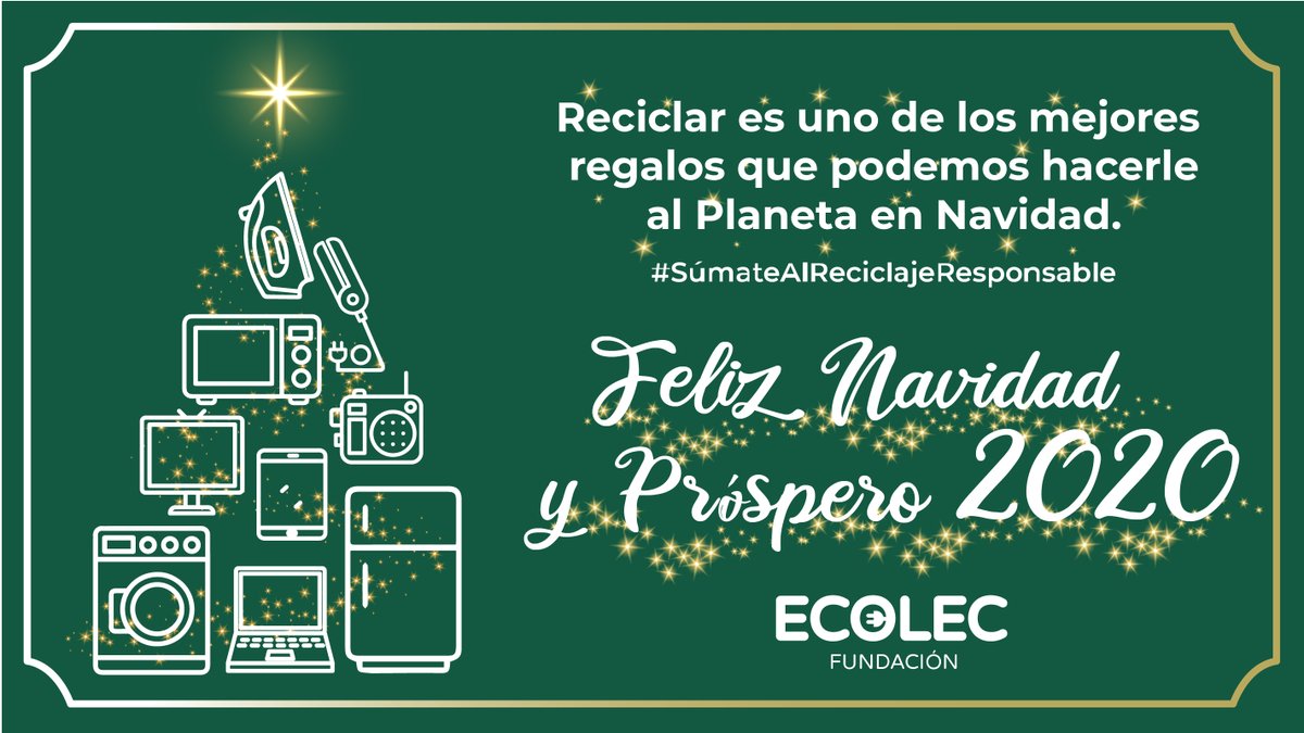 Fundación ECOLEC os desea unas #FelicesFiestas y un Próspero Año Nuevo, en el que seguiremos comprometidos con la #Sostenibilidad. 
En 2020, ¡SúmateAlReciclajeResponsable!
