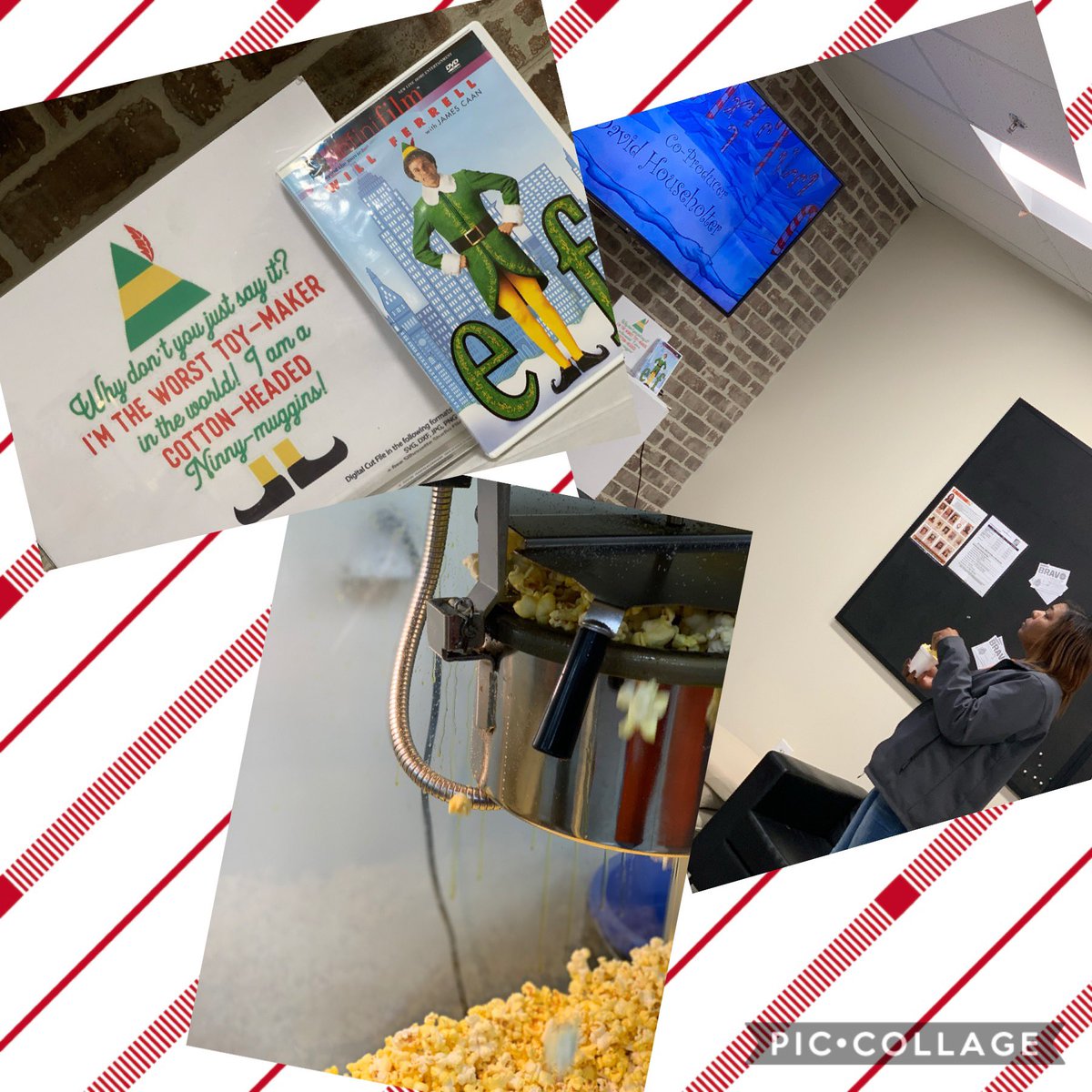 ladybeav82's tweet photo. Day 1 of @WinderHomeDepot  Christmas Cheer Countdown has started! Elf movie and popcorn in the break room! @KathrynEpps3 @BrentNorwood2 @GPenoncello @mlindsey1223 @Lizanderlawren2 @CharlieHHong @emeneker6979 @amosbrandi @ChipElbers @M6979Mandy @elisiatumHD https://t.co/s4hLaGmULM