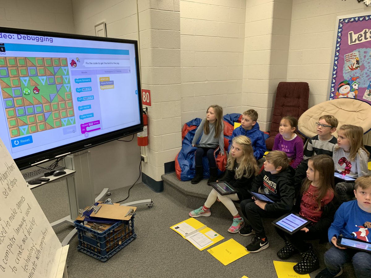 beanemiller's tweet image. Students in 2Hampel learned about DEBUGGING today in library! Our month of code has covered sequencing, loops, &amp;amp; debugging so far! These students are awesome coders! @CentralES1 #monthofcode