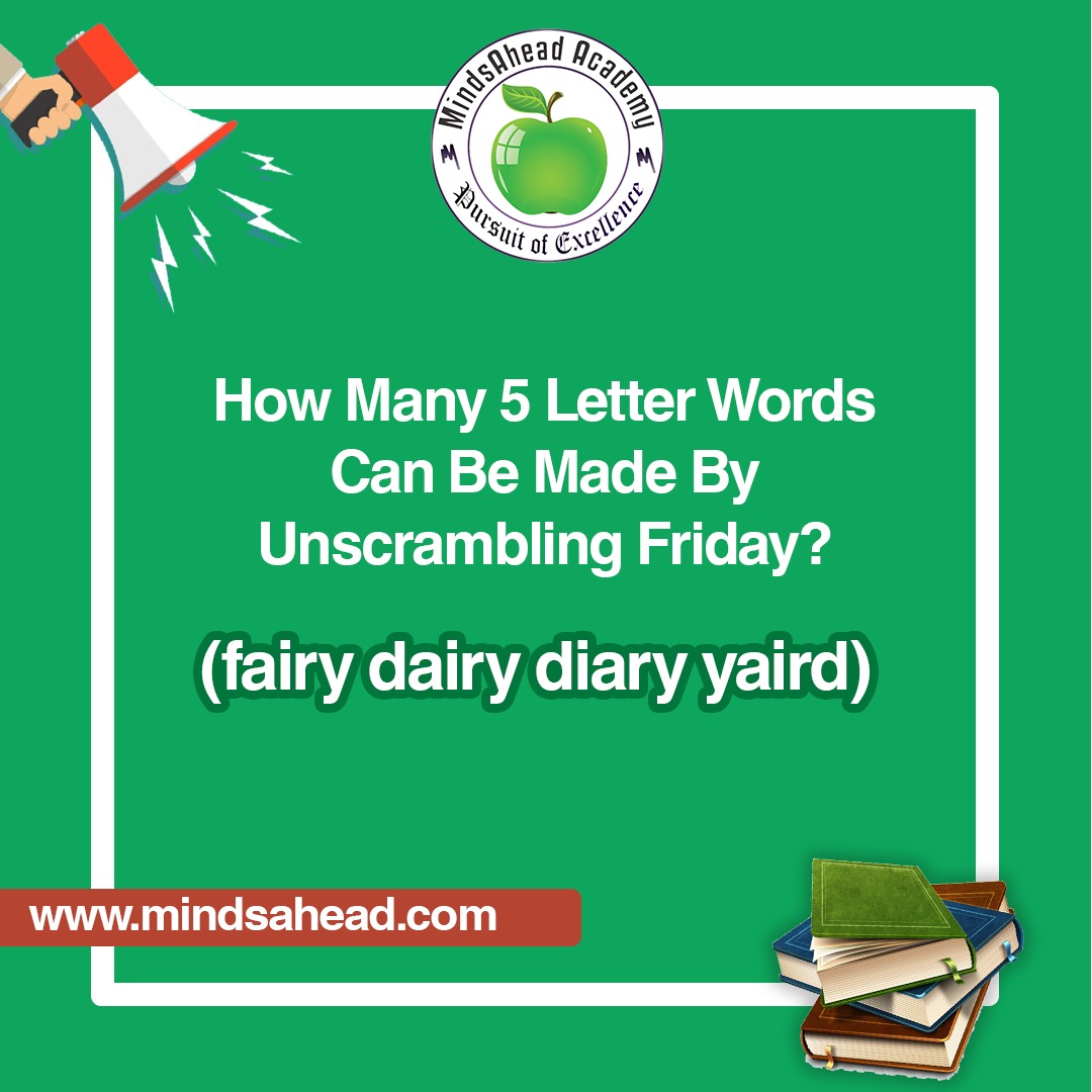 mindsahead's tweet photo. How Many 5 Letter Words Can Be Made By Unscrambling Friday?
Ans: 4 (Fairy, Dairy, Diary, Yaird)
https://t.co/Dof48hiDye
#MindsaheadAcademy #RoboticWinterCamp #Edison #Hackensack #LegoRoboticCamp #WinterCamp2019 #WinterBreak #WinterHolidayBreak #Laguageminds #LetterPuzzle https://t.co/vjXR4tbzSB