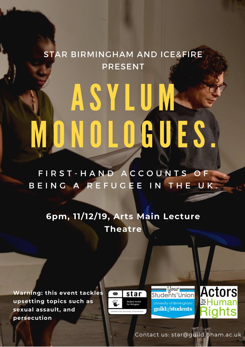 A very happy #HumanRightsDay to all of our supporters. The UDHR is 71 years old and still as significant as ever. This week we are off to Birmingham with #AsylumMonologues and we will also be collecting a new testimony to add to this ever evolving script
facebook.com/events/2639902…