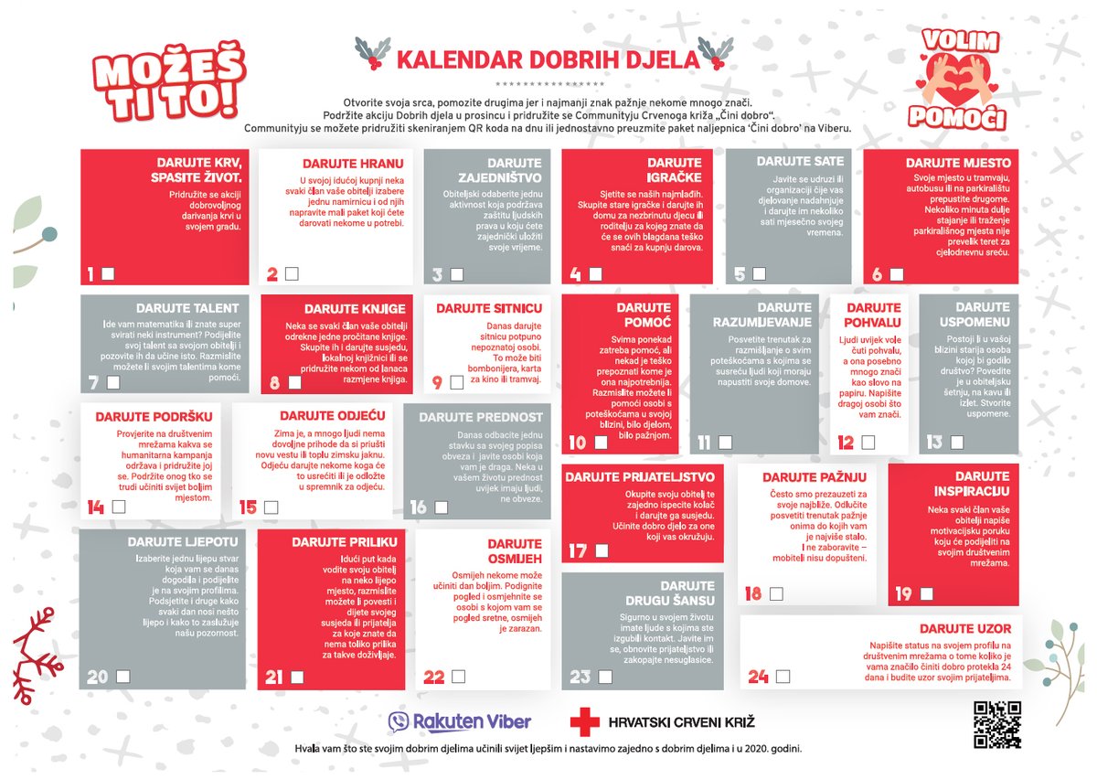 crvenikriz_hr's tweet photo. Za sve koji ga nisu nabavili ranije, donosimo Kalendar dobrih djela! 🙃 #CiniDobro https://t.co/4UjVOwQC1k