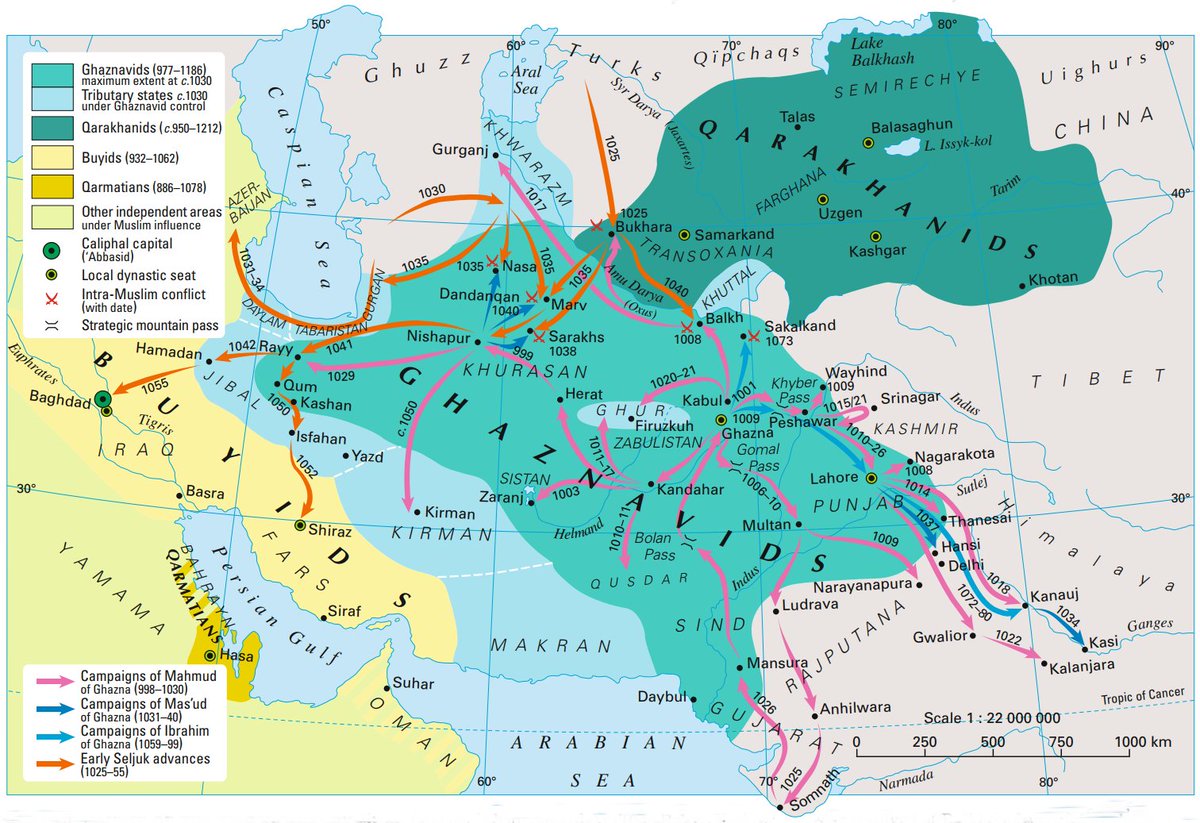 Map shows Ghaznavid´s military campaigns.