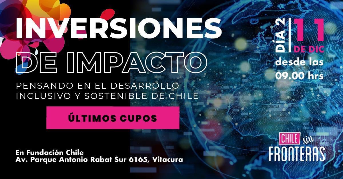 Hola, mañana nos juntamos en <a href="/fundacionchile/">Fundación Chile</a> junto a <a href="/AmChamChile/">AmCham Chile</a> para conversar sobre las Inversiones de Impacto como fuerza impulsora del desarrollo de un Chile más consciente, inclusivo y
sostenible. 

Inscríbete aquí docs.google.com/forms/d/e/1FAI…
