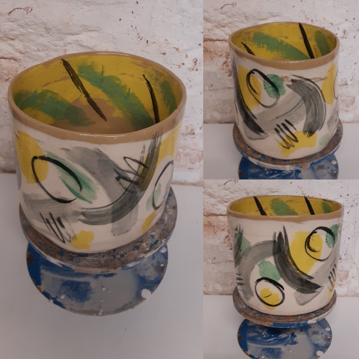hogweedpottery's tweet photo. A new slabware vessel, pleased with decoration but not so pleased with internal firing flaw, grrr.
Mixture of slips and underglaze on stoneware body, the stoneware areas will craze over time... bargain at £25 plus pnp
#hogweedpottery #abstractpainting #stoneware #slabpottery https://t.co/xAclei92Sf