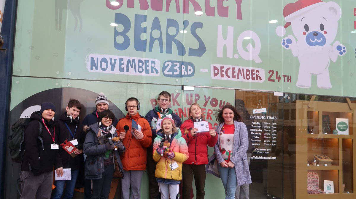 SheffieldMencap's tweet photo. Our Young People's Radio Project took a trip out at the weekend to do the Reindeer Round-Up in town! What a great day the group had 🎙@brearleybear @SheffieldBID #SheffieldChristmasTrail #Sheffieldissuper #Sheffield #RadioProject #Radio #Findyourvoice #xmas2019 #reindeerready https://t.co/65SZH120UO