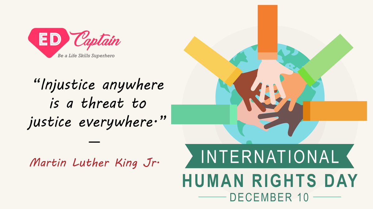 EdCaptain_com's tweet photo. Injustice anywhere is a threat to justice everywhere. ― Martin Luther King Jr.
#HumanRightsDay
#EdCaptain https://t.co/eVz5euXcM9