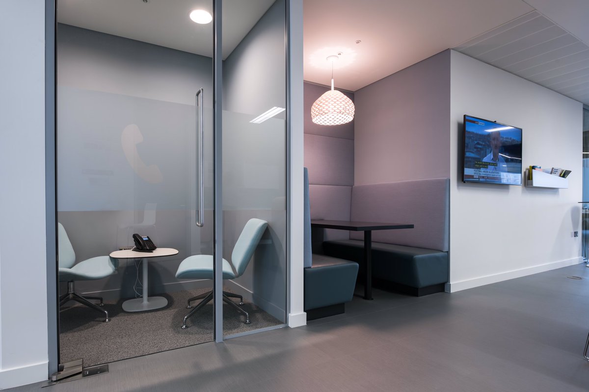 OdGroupLondon's tweet photo. With the trend of open plan, co-working and hot desk offices, there is an big issue for privacy. Having booths for phone calls is the perfect remedy. Check out some that we have constructed on projects #odgroup #odinteriors #phonebooths #openplanoffices #loveconstruction https://t.co/NDDisssLmC
