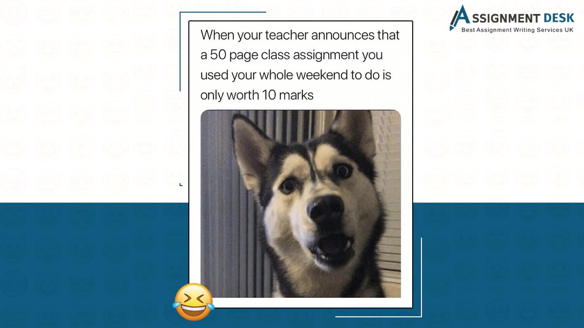 deskassignment's tweet image. Don’t put too much effort into lengthy assignments.
Get help in your assignments here @ assignmentdesk.co.uk
and relax from the pressure of assignments.
#assignmentservices #assignmentproblems #writingwork #memes #BestAssignment #assignmentdesk #AssignmentProblem #memes2019