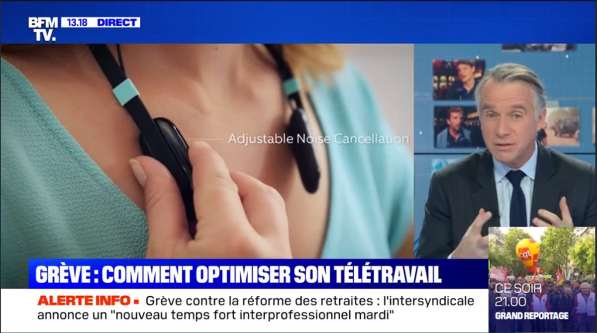 La #grève continue, et <a href="/BFMTV/">BFM</a> présente une sélection de bonnes pratiques pour optimiser son #télétravail.

Devinez quel #casque est conseillé pour s'isoler du #bruit et arriver à se #concentrer où que l'on soit ?

C'est à partir de 2min 27 😏 : bit.ly/38fYr9s