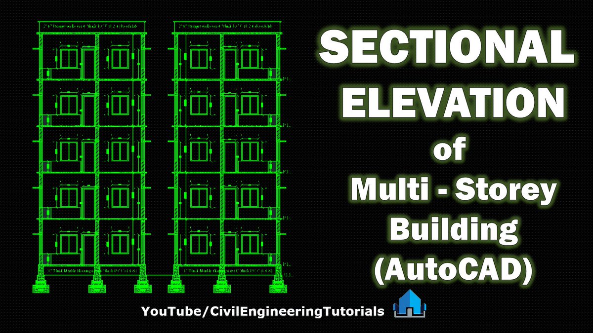 CIVILTutorials's tweet image. SECTIONAL ELEVATION of Multi-Storey Building | AutoCAD | Building #5
youtu.be/aK637ZpUngs
PlayList: Complete 1 BHK & 2 BHK Building Drawing in AutoCAD| Building #5
youtube.com/playlist?list=…
#CivilEngineeringTutorials
#CivilTutorials
#AutoCADTutorials