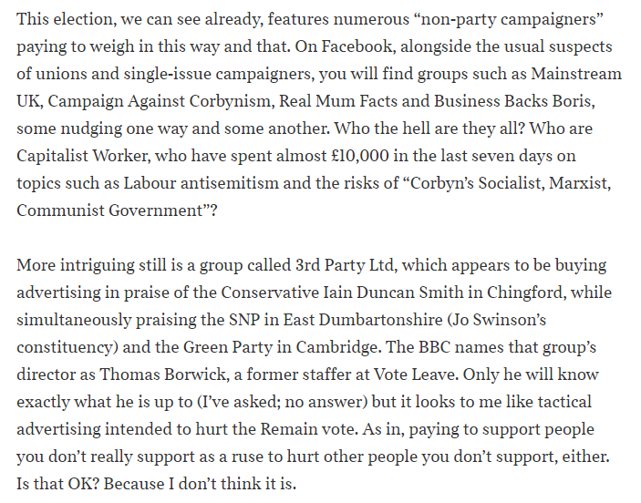 hugorifkind's tweet photo. Online, Britain is now having precisely the sort of filthy, chaotic, lawless, money-driven election that some of us have been warning about for years. https://t.co/qoW5vYlL7w https://t.co/VXADQ8Sqgb