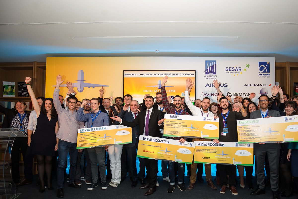 SESAR_JU's tweet photo. Young talent celebrated at 2019 #SESAR #Innovation #Days #SIDS19 #DigitalSkyChallenge🏃♂️✈️👏
📲Read the highlights https://t.co/m0nyCEWg7y https://t.co/HrXl1S9gtp