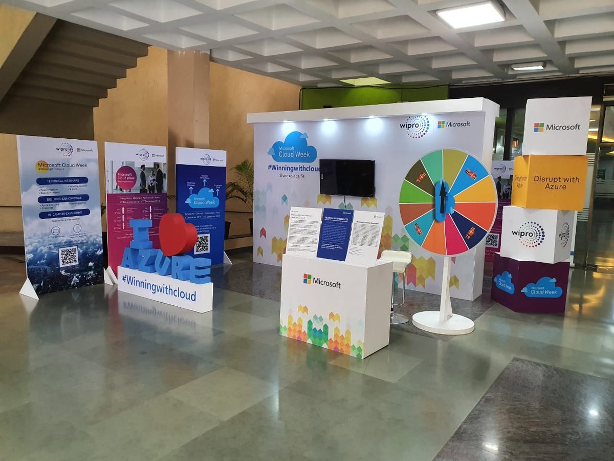 Wipro's tweet photo. ‘Microsoft Cloud Week’ is an event for Wiproites to interact with Wipro &amp; Microsoft Azure leadership, learn about strategy &amp; roadmap for modern workplace &amp; business applications leveraging Microsoft Azure &amp; explore the world of Azure. #WinningWithCloud #DisruptwithAzure https://t.co/Q6zj47MzP7