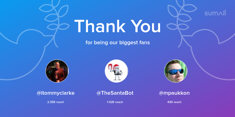 Villezekeviking's tweet photo. Our biggest fans this week: itommyclarke, TheSantaBot, mpaukkon. Thank you! via https://t.co/BWpYf3FANG https://t.co/lKjBmXWWsR