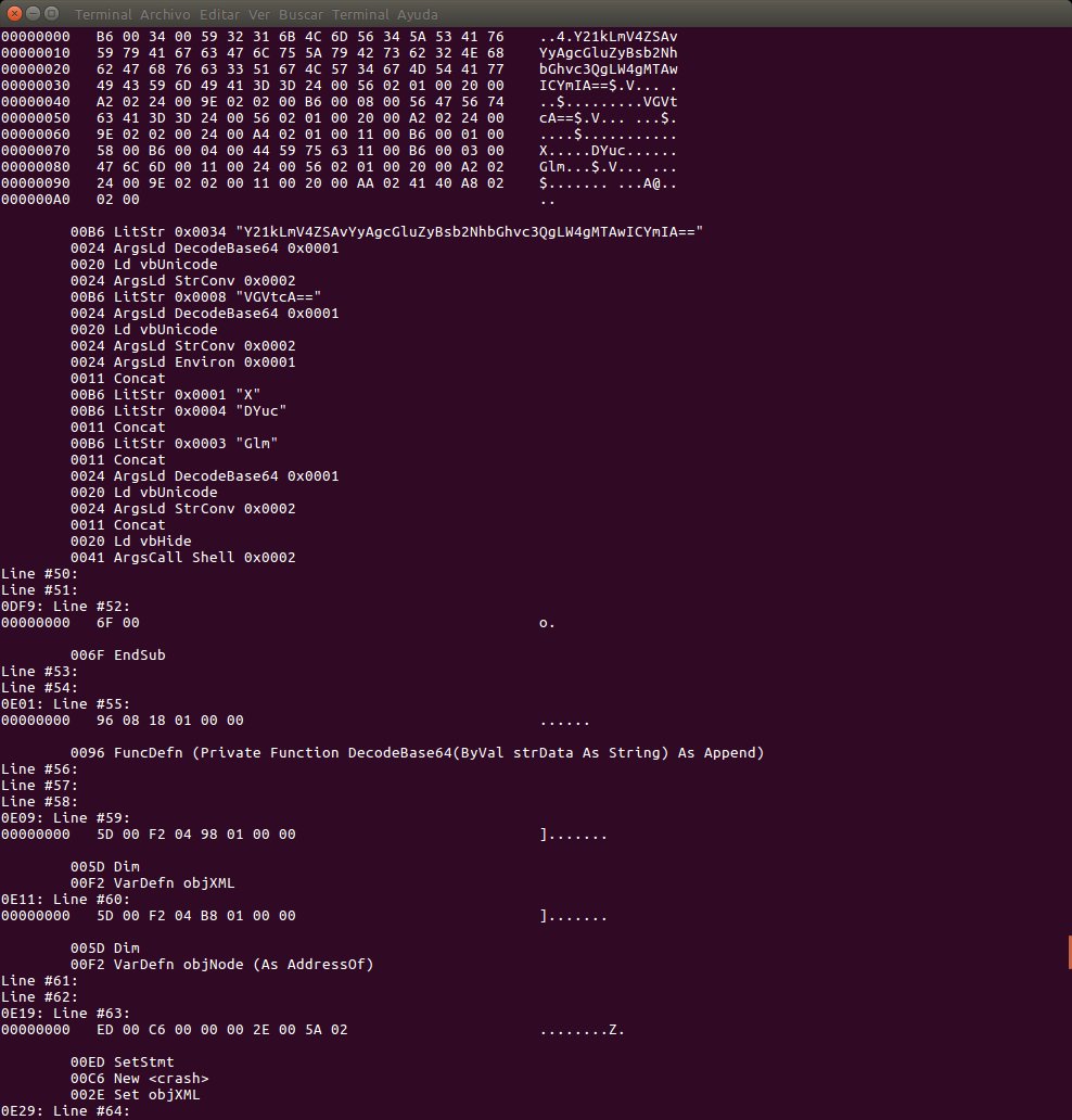 seguridadyredes's tweet photo. #pcodedmp && #oledump
pcodedmp -b file007Hancitor.doc
python2 dsuit/oledump.py -p dsuit/plugin_vba_summary.py file007Hancitor.doc | ccze -A
python2 dsuit/oledump.py -s 35 -v file007Hancitor.doc | ccze -A https://t.co/yMv7fraDc4