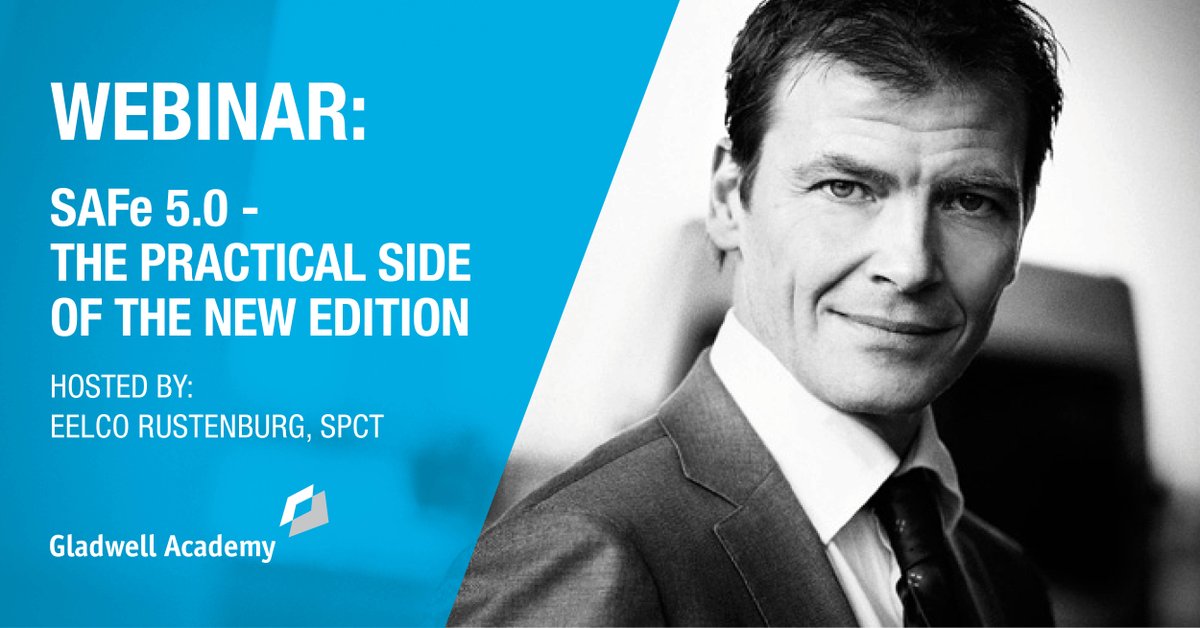 Would you like to hear the practical implications the new version of SAFe - 5.0 - will bring? Tune in to a free webinar on January 28th with SPCT Eelco Rustenburg! ow.ly/umQW50xvdfb
#SAFe #gladwellacademy