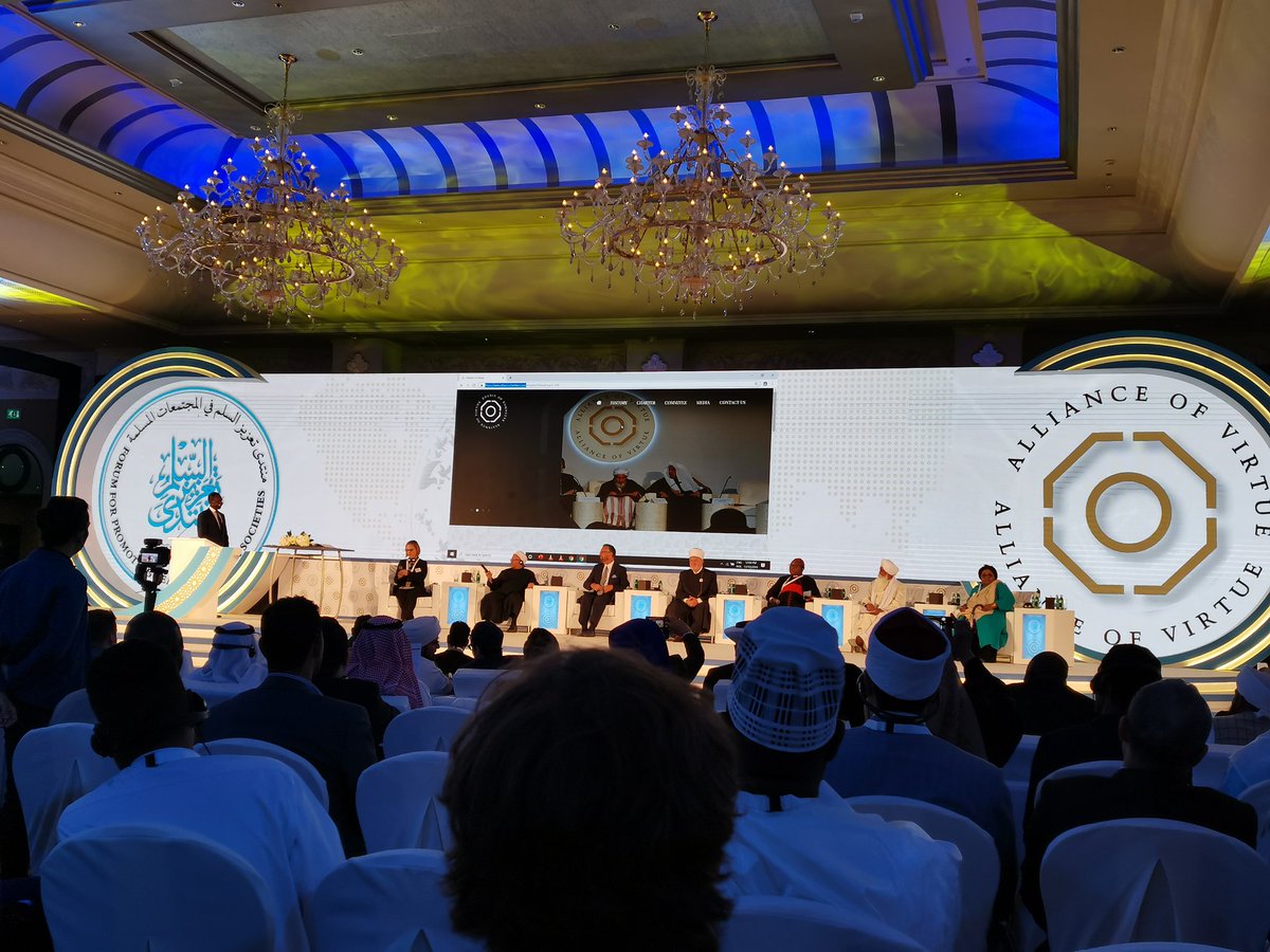 Signing of New Alliance of Virtue in Abu Dhabi. Representatives from American evangelical Lutheran Church, Judaism, Sikhism, Islam, Hinduism, Yezidis and many others. A historic moment at an international scale. May God bless Sheikh bin Bayyah. #PeaceForum2019 #yearoftolerance