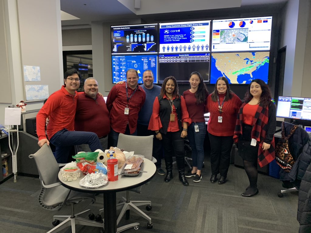 The Overnight #CustomerSolutions Team is getting into the Holiday spirit while supporting our colleagues around the Globe. Looking festive and doing great work!!! Apparently I missed the memo on what to wear to the party though! @weareunited @jacquikey @BrianGabrieUAL