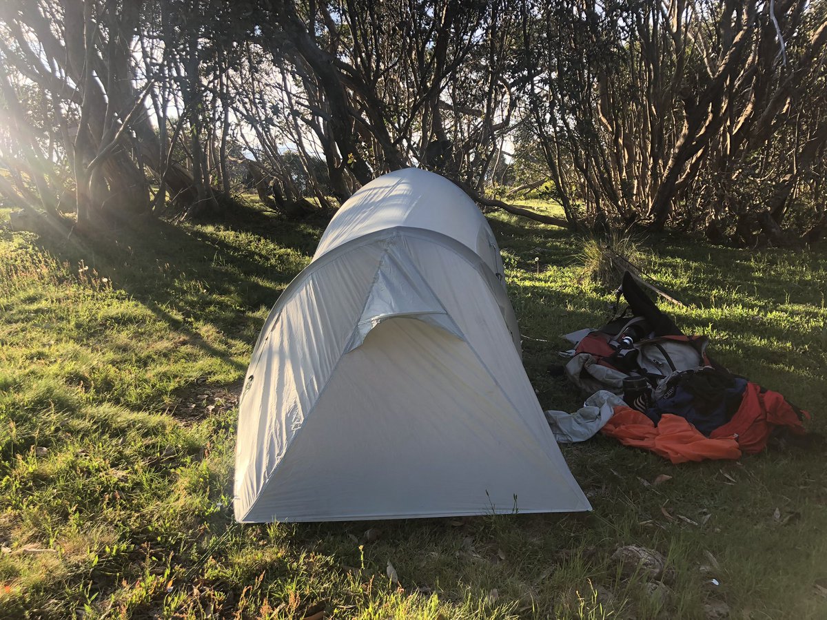 Terrific reception tonight. May be nothing next few days so worry not. Here’s tonight’s campsite and the view from behind the snowgums. Shrub is alpine mint just starting to flower. Like going to sleep in the Mentos factory!  #AAWT
