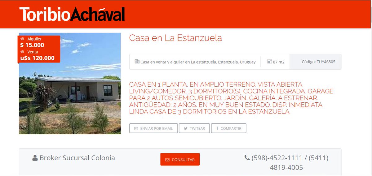 TAColonia's tweet photo. #Venta #Alquiler #Estanzuela #Colonia
➡️ 4522 1111/12 - 📱 (+598) 98 60 60 20 https://t.co/74QvmQlJ0I