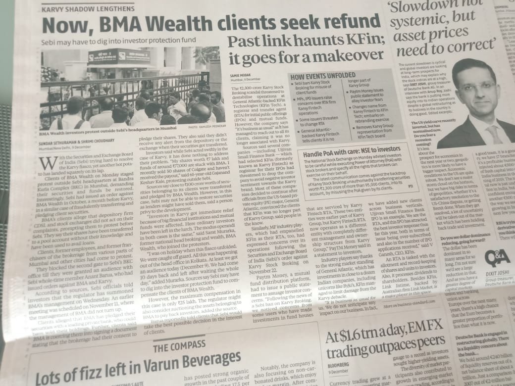 AkashBh79926114's tweet photo. @SaveBma... News agencies covered our protest... Is nse &amp; sebi will now act swiftly?... @EconomicTimes @timesofindia @TimesNow @divyabhaskar @LokmatTimesNSK @Matapune @theShivsena @livemint @Business_Line_ @ZeeBusiness @CNBCTV18Live @IndianExpress @PMOIndia @FinancialXpress https://t.co/uFct5b5jk5