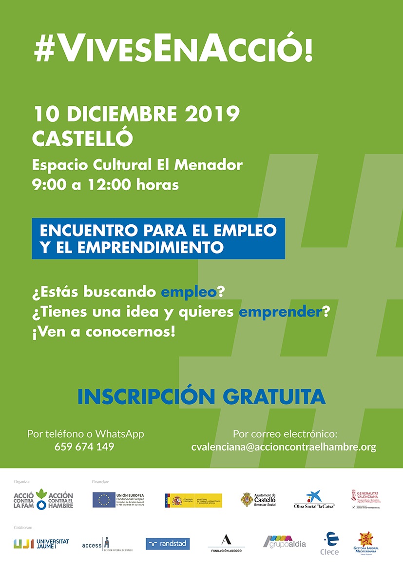 Grupo Aldia esta presente el día de hoy en el evento Vives en Acció que tendrá lugar en el espacio cultural El Menador (Castellón). 

 Os esperamos en el primer piso en la SALA 110.