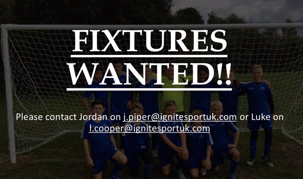 ⬇️We are looking for the below fixtures this weekend⬇️

▫️ U11 JPL: 15.00KO 3G Pitch @ Oxford City FC booked.

▫️U12 JPL: An early morning away game.

Please get in touch if you are interested.