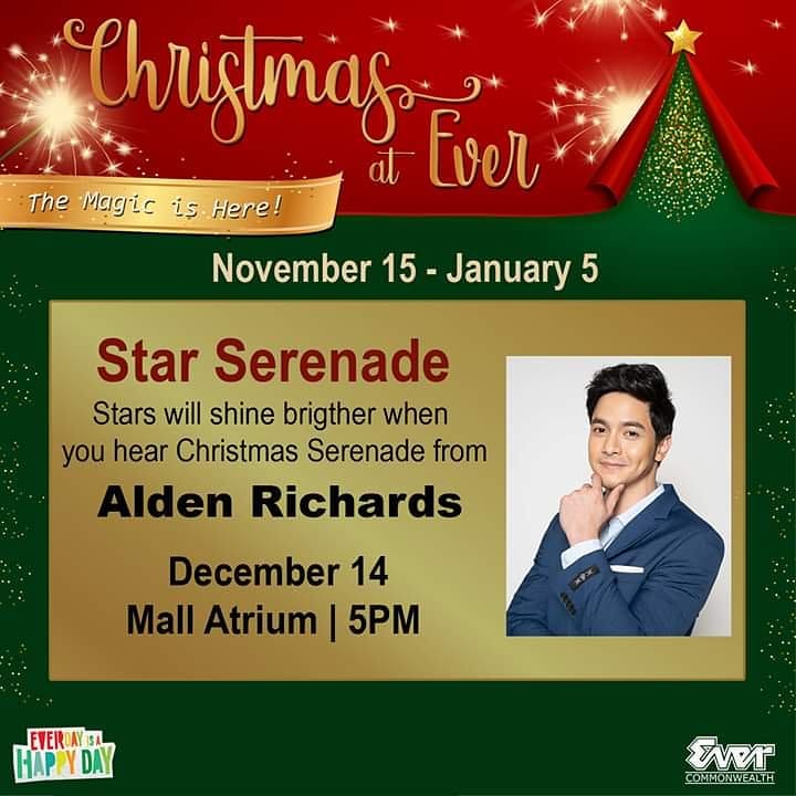 AldenOfficial's tweet photo. It's a date! Feel the spirit of Christmas with @aldenrichards02 at  Ever Commonwealth on Sat | Dec 14 | 5pm 

📷 Ever Gotesco Mall - official • FB 

#AldenRichards 
#TheGiftDasal https://t.co/y6tjUpXz26