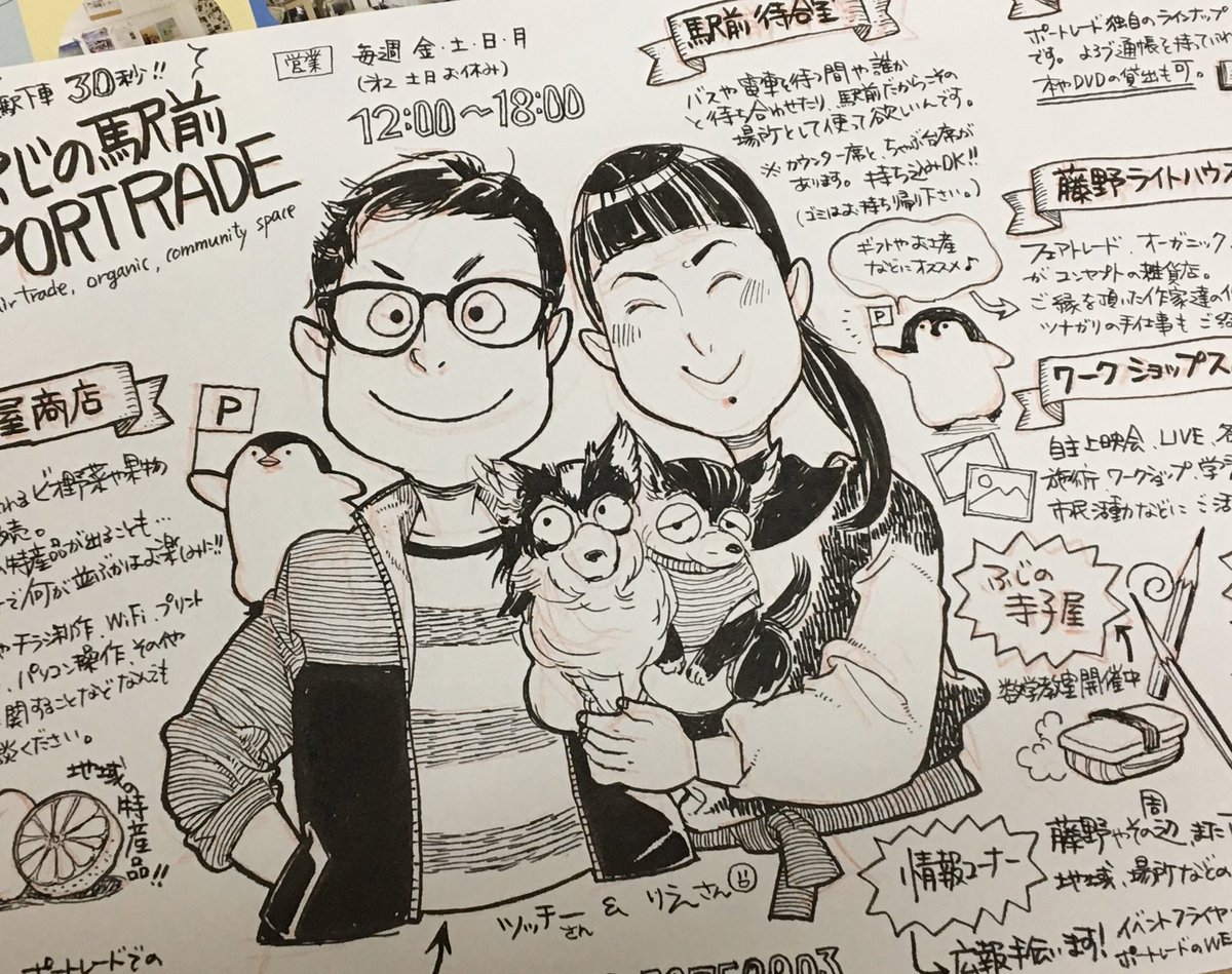 ポートレードのツッチーさんとリエさんも描かせて頂いたので 合計5人!
本当に本当にありがとうございました! きゃーー!楽しかった! 