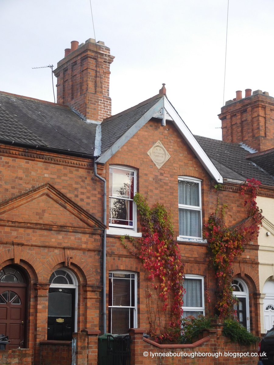 stjerome1st's tweet photo. Lots of redbrick, Victorian housing in Loughborough, and lots of plaques with dates and names. This stunning group was built for workers at the iron foundry of John Jones. Read more about this in 'Secret Loughborough'. @amberleybooks @LinuxGnome #BritanniaCottages #Advent10 https://t.co/hP8F2ZoPji