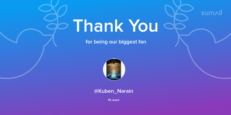 Our biggest fans this week: Kuben_Narain. Thank you! via sumall.com/thankyou?utm_s…