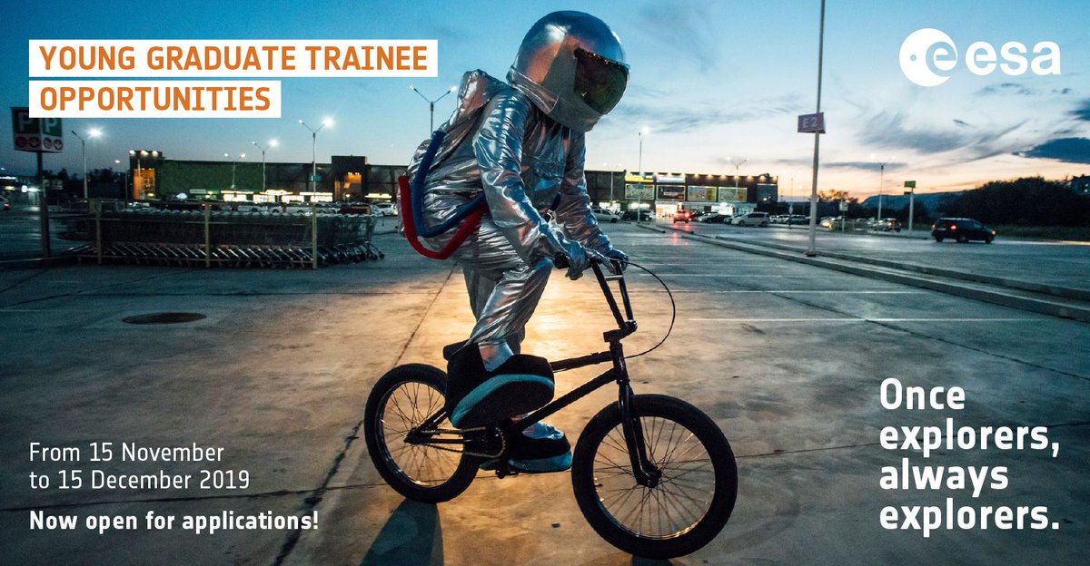 esa's tweet photo. 🔜 Young explorers, you have five days left to apply for this year’s Young Graduate Trainee intake at ESA! 

Open until 15 December (available in engineering, science, IT, natural/social science, business and administration services. Apply here 👉 https://t.co/SDg0tnw5nw https://t.co/6vHM5yyg3P