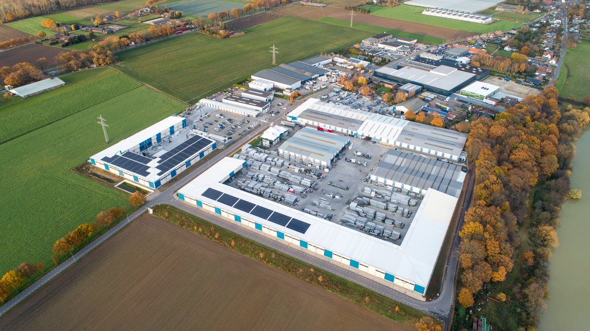 A great aerial view of our Head Office in Kessel! #neptunus #structures #kessel #netherlands #eventstructures #temporarybuildings