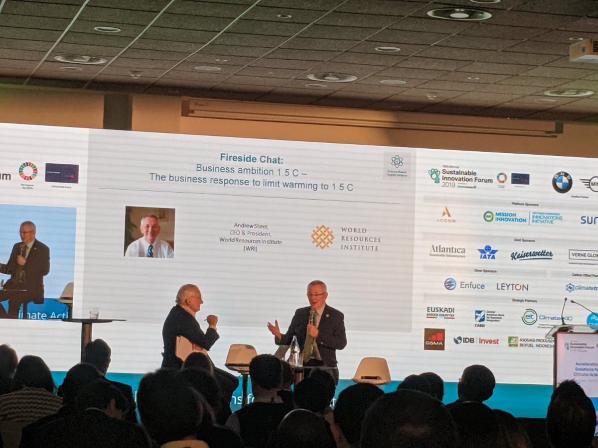 'If you have 20% of most impactful companies in any sector setting #ScienceBasedTargets then it creates a critical mass, becoming a new business norm' - Exciting talk by @AndrewSteerWRI CEO of @WorldResources right now at #SIF19 #COP25 @sciencetargets @CDP