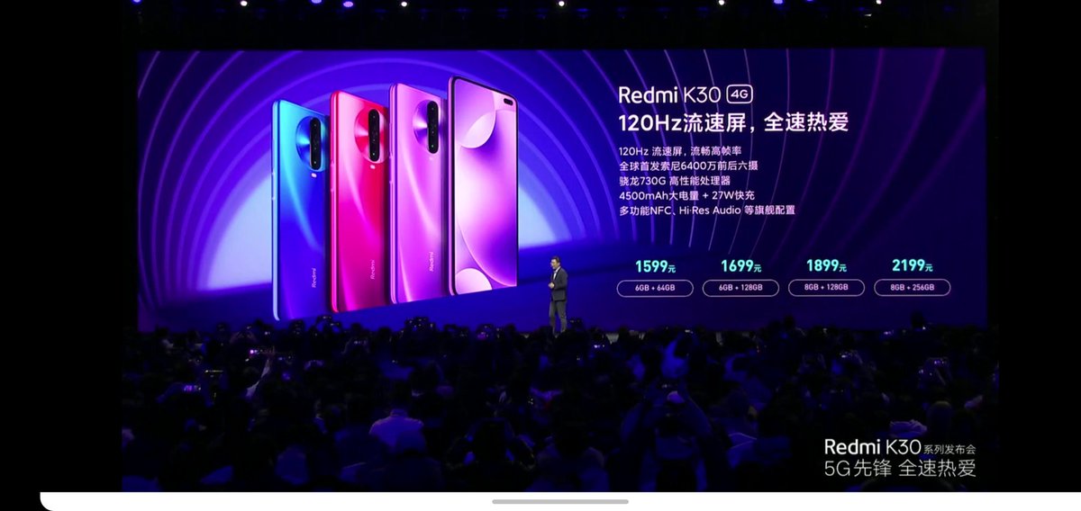 UniverseIce's tweet image. Redmi K30 breaks the record for the lowest price of a 5G phone at only $ 285. It uses Snapdragon 765G processor, and 120Hz LCD hole display