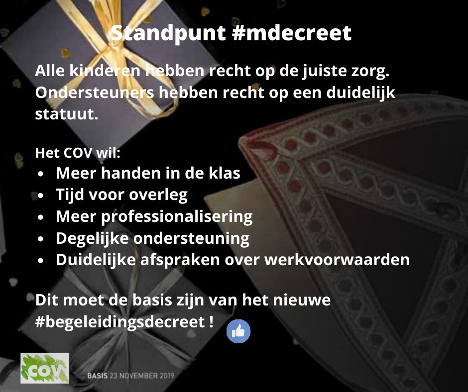 hetCOV's tweet photo. "Aantal kinderen met recht op extra #zorg neemt spectaculair toe", zo kopten @Nieuwsblad_be @gva en @hbvl gisteren. Standpunt @hetCOV is duidelijk https://t.co/byHiO1yZF0 #mdecreet #begeleidingsdecreet #Basis10 #meerhandenindeklas #overleg #professionalisering #ondersteuning https://t.co/VTKY12bb3u