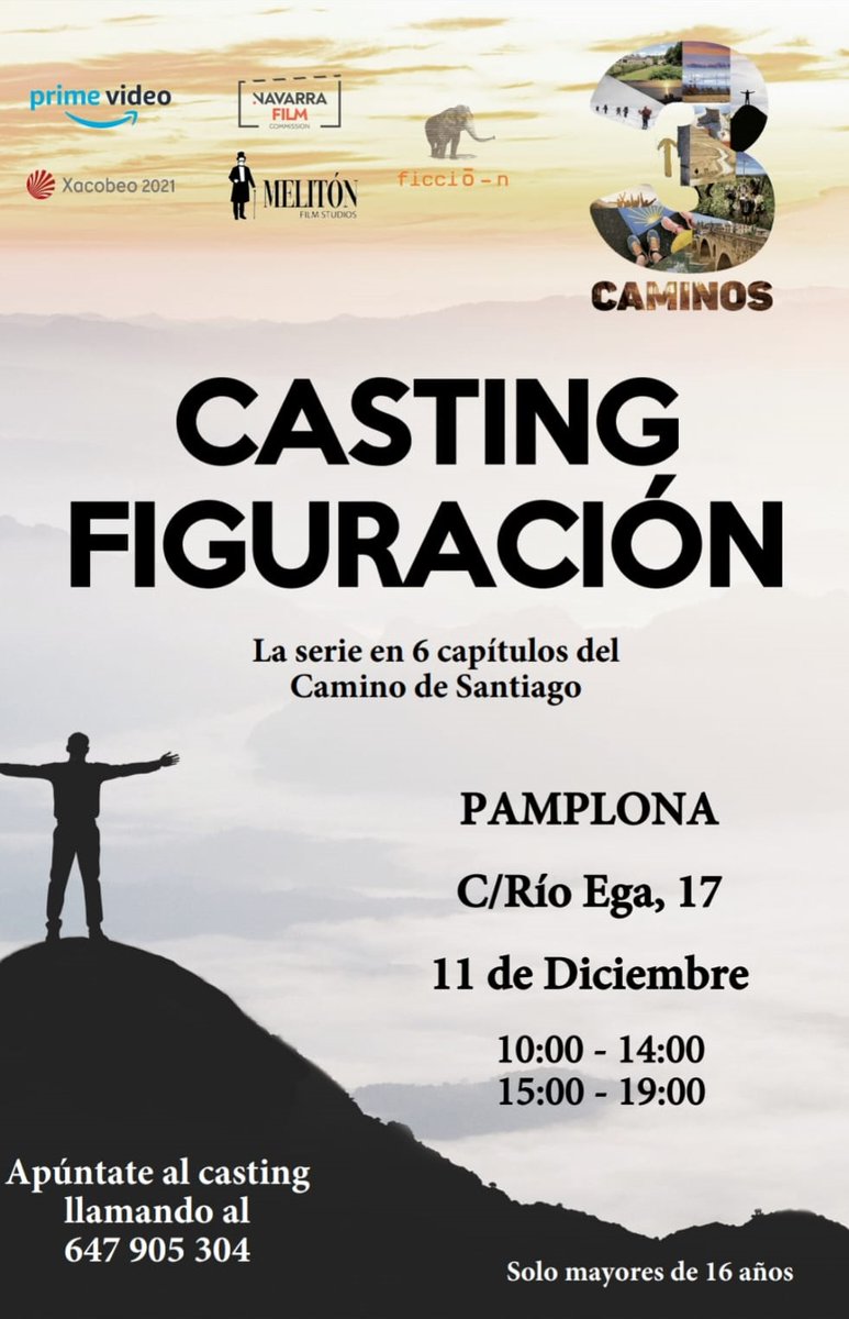 NavarraFilm's tweet photo. La productora @ficcionProdu busca figurantes para su serie @3CaminosSerie. El casting será mañana, 11 de diciembre, en Pamplona.
Más información: https://t.co/Aa2zxASZod