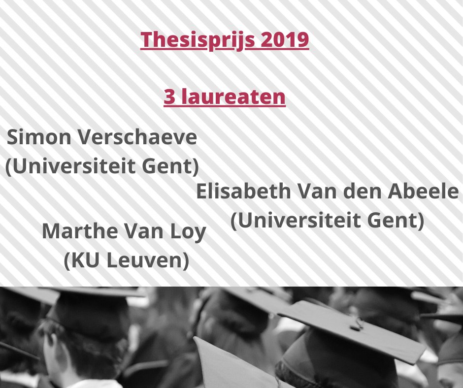 Morgen uitreiking 9de VRM-Thesisprijs! 
Gaat met <a href="/SimonVerschaeve/">Simon Verschaeve</a> voor 3de keer een man met de eindwinst aan de haal? Kan Elisabeth Van den Abeele voor 2de overwinning van <a href="/ugent/">UGent</a> zorgen? Of gaat met <a href="/MarthemetTH/">Marthe Van Loy</a> voor 4de jaar op rij een <a href="/KU_Leuven/">KU Leuven</a>-student met de hoofdprijs lopen?