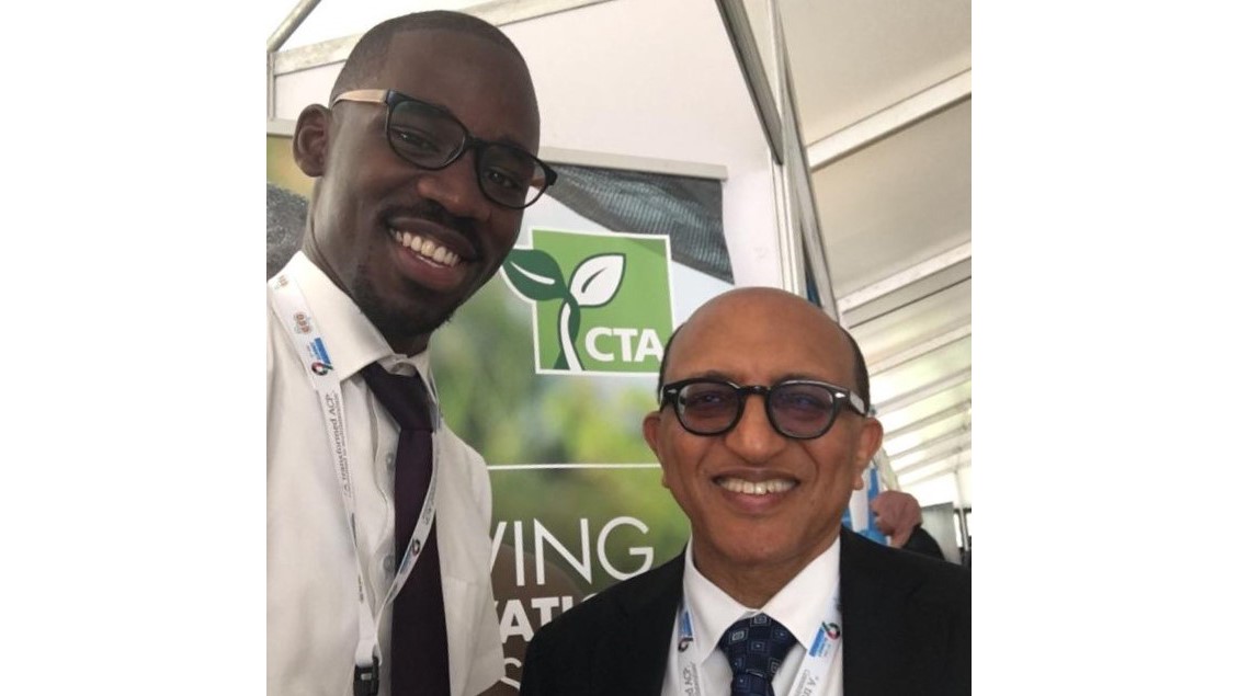 CTA director Michael Hailu <a href="/mhailu/">Michael Hailu</a> meeting Frederick Onjango, @maptech_ke CEO at the 9th #ACP Summit of Heads of State and Government in #Nairobi at CTA's stand # 48 | #ACPSummit2019 #D4Ag #UAV #UAS #youth #entrepreneurship #digital services | <a href="/CTAflash/">CTA</a> <a href="/AfGoesDigital/">Africa Goes Digital Inc.</a> support
