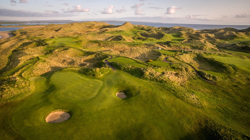 IrishClereGolf's tweet photo. It might be chilly but still a busy time of the year! @MarkMagowanPGA on the course @EnniscroneGolf developing a fabulous new yardage book. What a privilege to be walking on this patch of outstanding links #WorldClass @wildatlanticway @GolfDigestIre #Top100Course https://t.co/I25Ht6KrIm