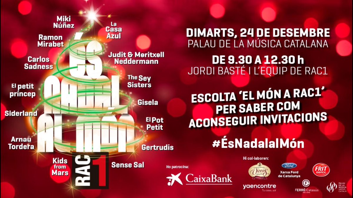 El 24 de desembre tornem al Palau de la Música. Gràcies <a href="/elmonarac1/">El món a RAC1</a>!