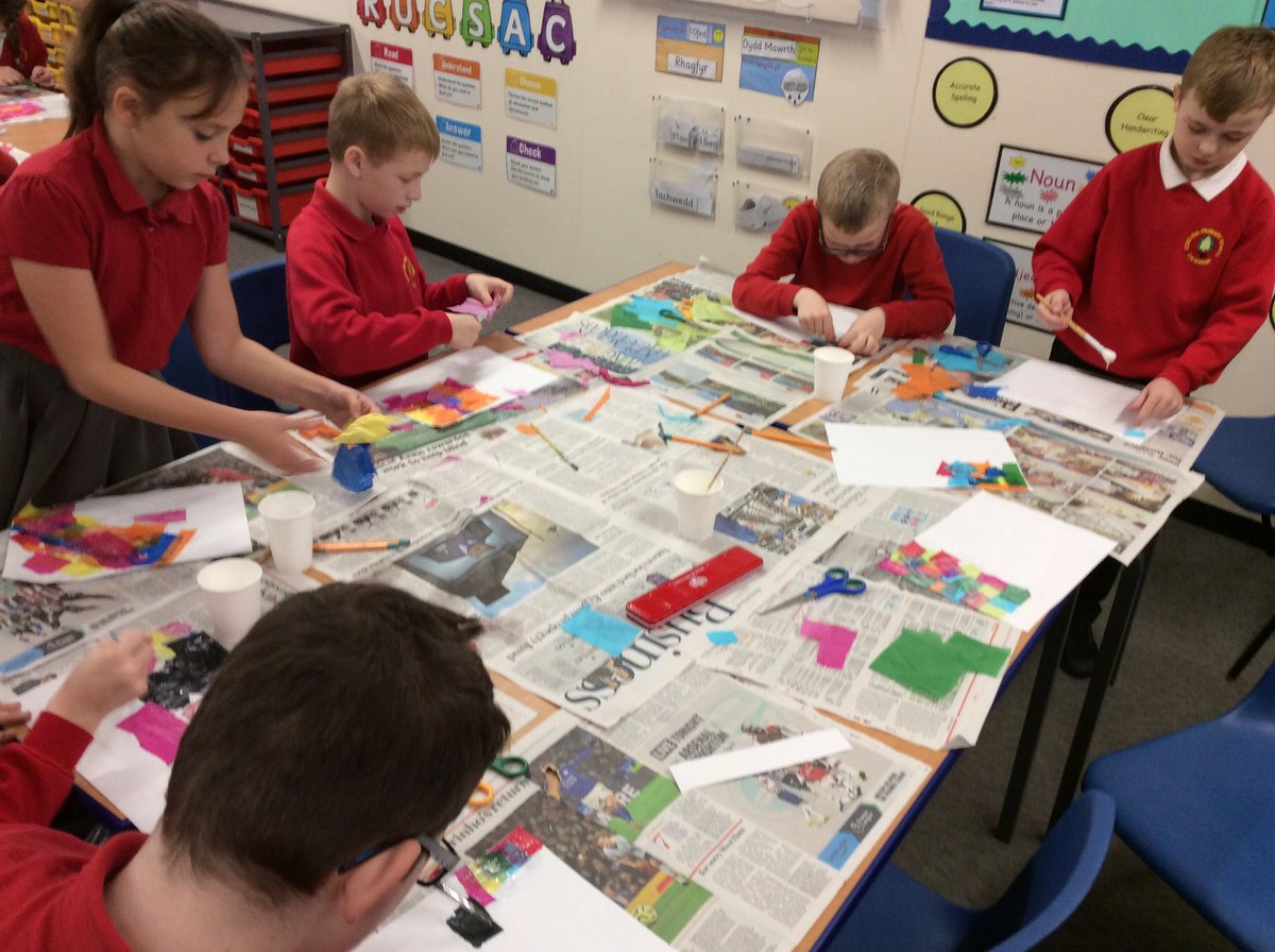 CoedEvaYear5's tweet photo. Crafting our own Christmas cards in Year 5. #messywork https://t.co/Sh2RGItQSo