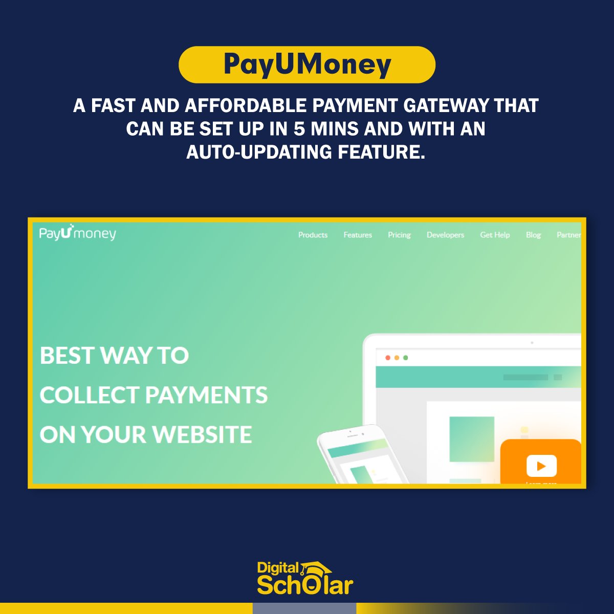 DigitalScholar_'s tweet photo. Choosing the right payment gateway for your website is extremely important as this is what brings in the finances! Here is a list of the best payment gateway tools for you to choose from.
1/2
#digitalmarketing #DigitalScholar #Digital2020 #chennai #careerindigital #careers https://t.co/s65f6AwtWe
