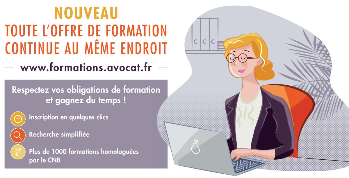 [#MardiConseil : trouvez votre #formation facilement !]

Avocats, organismes de formation, découvrez dès maintenant la toute nouvelle plateforme de formation continue des #avocats >> 🆕 formations.avocat.fr

+ de 1⃣0⃣0⃣0⃣ formations accessibles en quelques clics 🖱