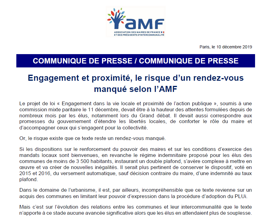AMF | Association des maires de France (@l_amf) on Twitter photo #PJLEngagement et proximité : le risque d'un rendez-vous manqué selon <a href="/l_amf/">AMF | Association des maires de France</a> #Collterr
amf.asso.fr/documents-enga… #PJLEngagement et proximité : le risque d'un rendez-vous manqué selon <a href="/l_amf/">AMF | Association des maires de France</a> #Collterr
amf.asso.fr/documents-enga…