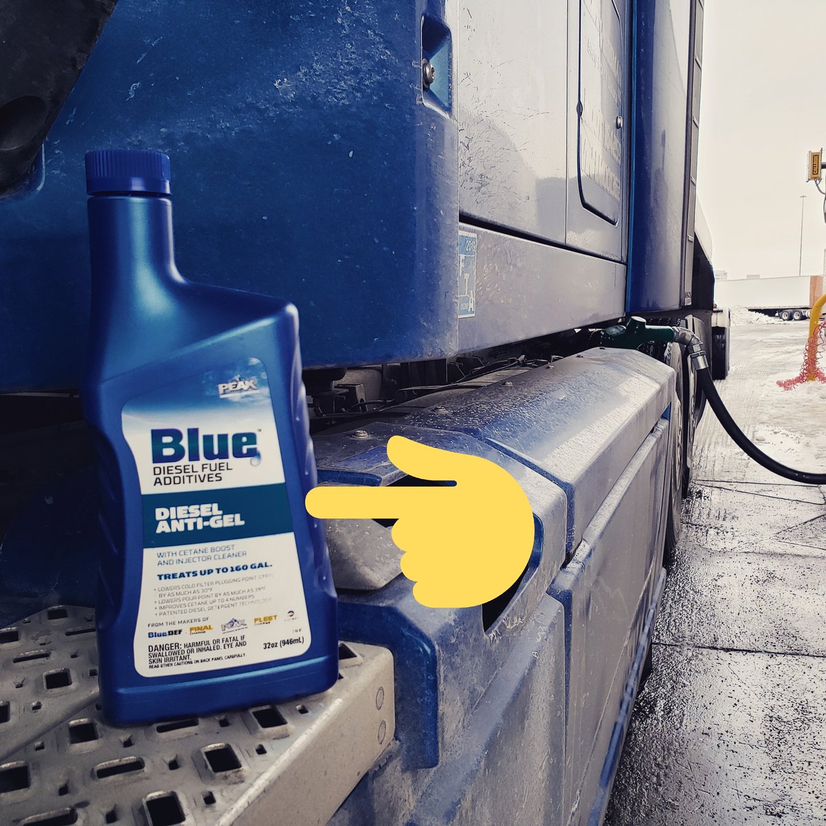 hellbenthagen's tweet photo. Its colder than a well diggers ass out here this morning, but the #PEAKBlue anti-gel with added cetane boost is much appreciated. #FWinter #partner #DieselAdditive https://t.co/M1Y2EQQiJm