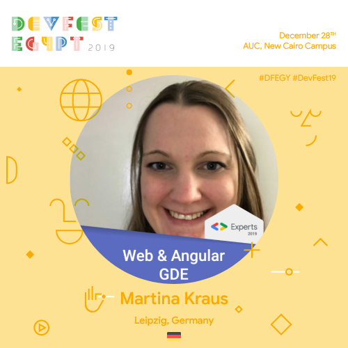 DevFestEgypt's tweet photo. From Germany to you, let’s say hello🇩🇪✨
Martina is a Web &amp; Angular Google Developer Expert “GDE”🎖
her talk will introduce you into the core principles of the new renderer Ivy, so let’s great Martina🎙

Registration: https://t.co/kZQohwRCkm

#DFEGY
#DevFest19
#EgyptDevFest19 https://t.co/zi9cZ4dNdA