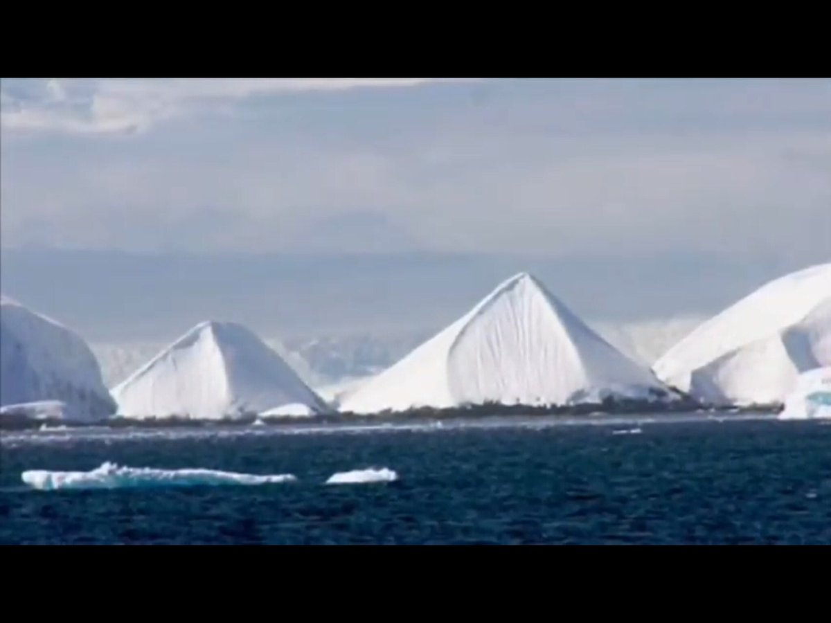 These were built when there was no ice in Antarctica. They don’t want you to know that there used to be no ice in Antarctica. Doesn’t fit the climate change hoax.Said pyramids there were conspiracy & dumb.Only now people are going there & clearly showing they are indeed pyramids.